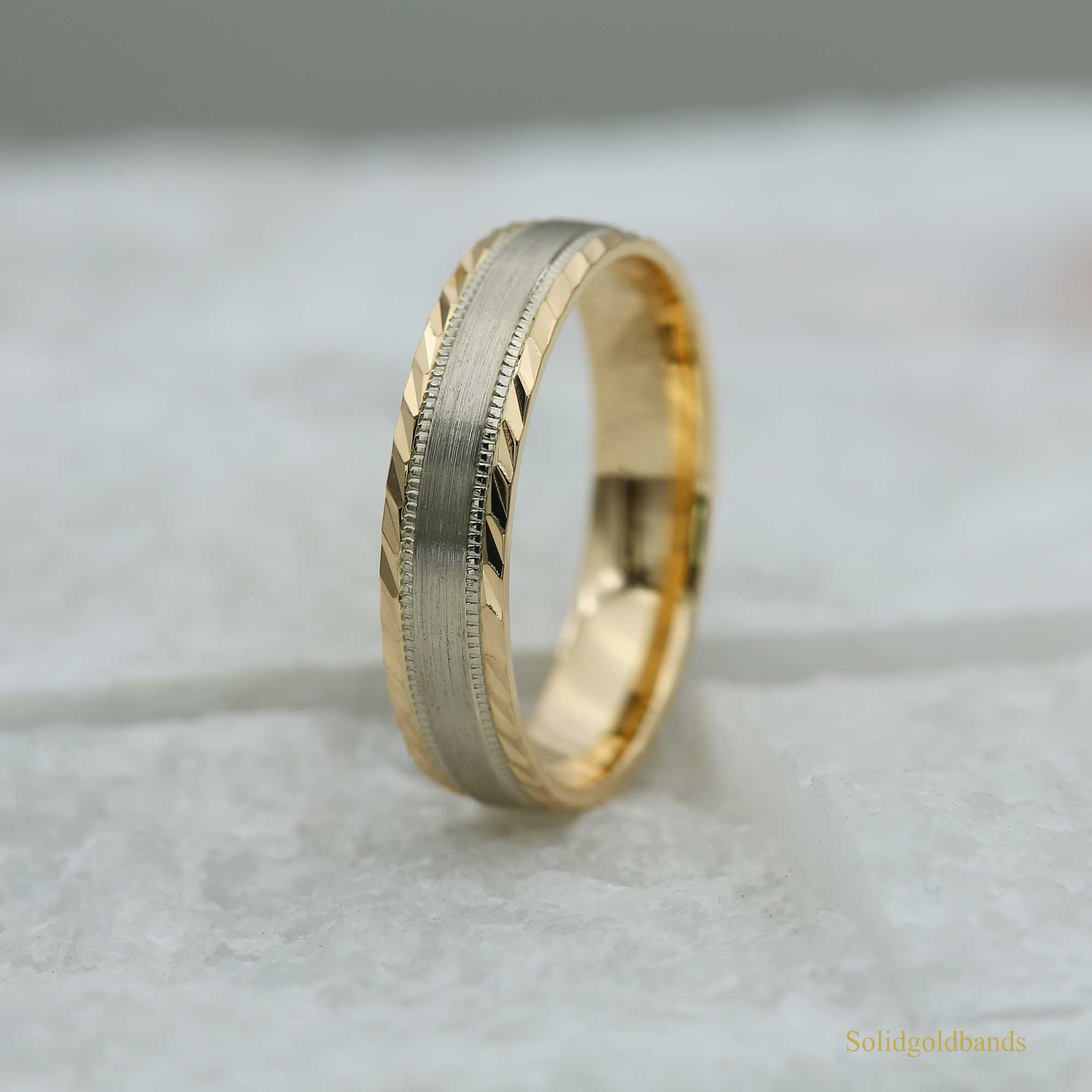 6mm Solid gold Wedding Band  10K 14K 18K, white Gold, yellow Gold, High Polished Milgrain Dome, Classic, simple engagement ring